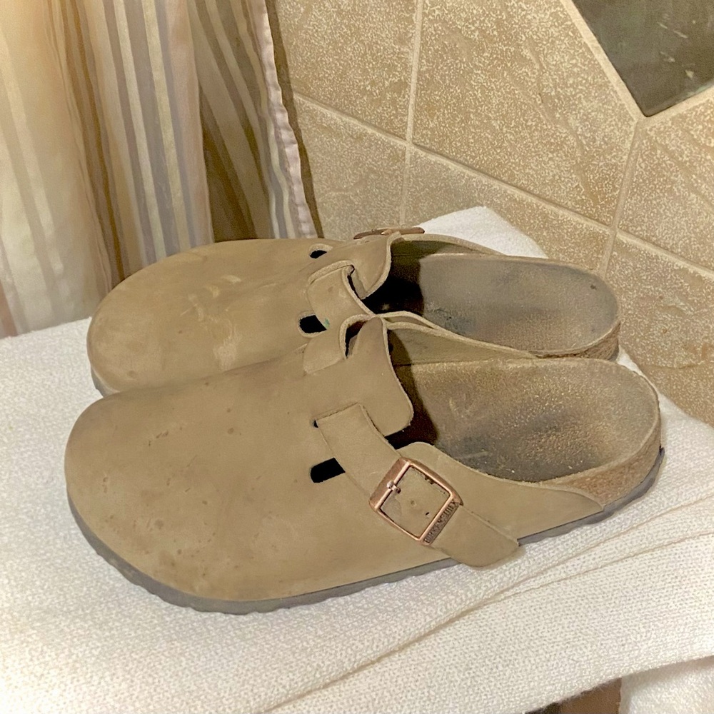 Cream Mules & Clogs with Suede Upper and Adjustable Strap